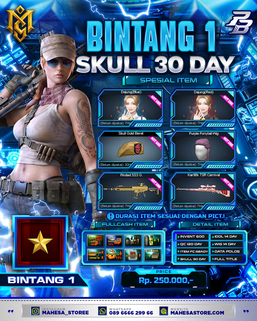 B1 SKULL GOLD BERET 30 DAY