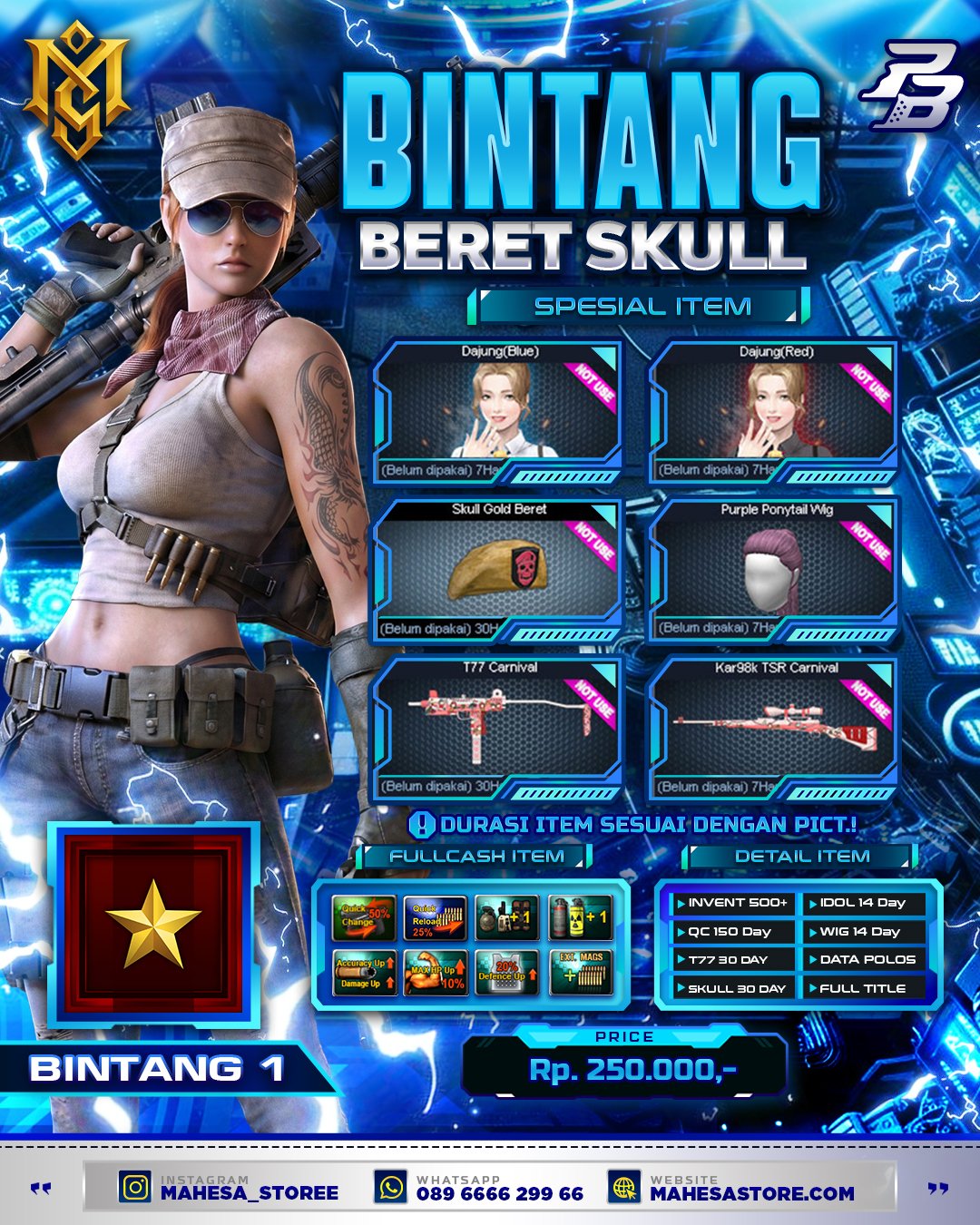 B1 SKULL GOLD BERET 30 DAY