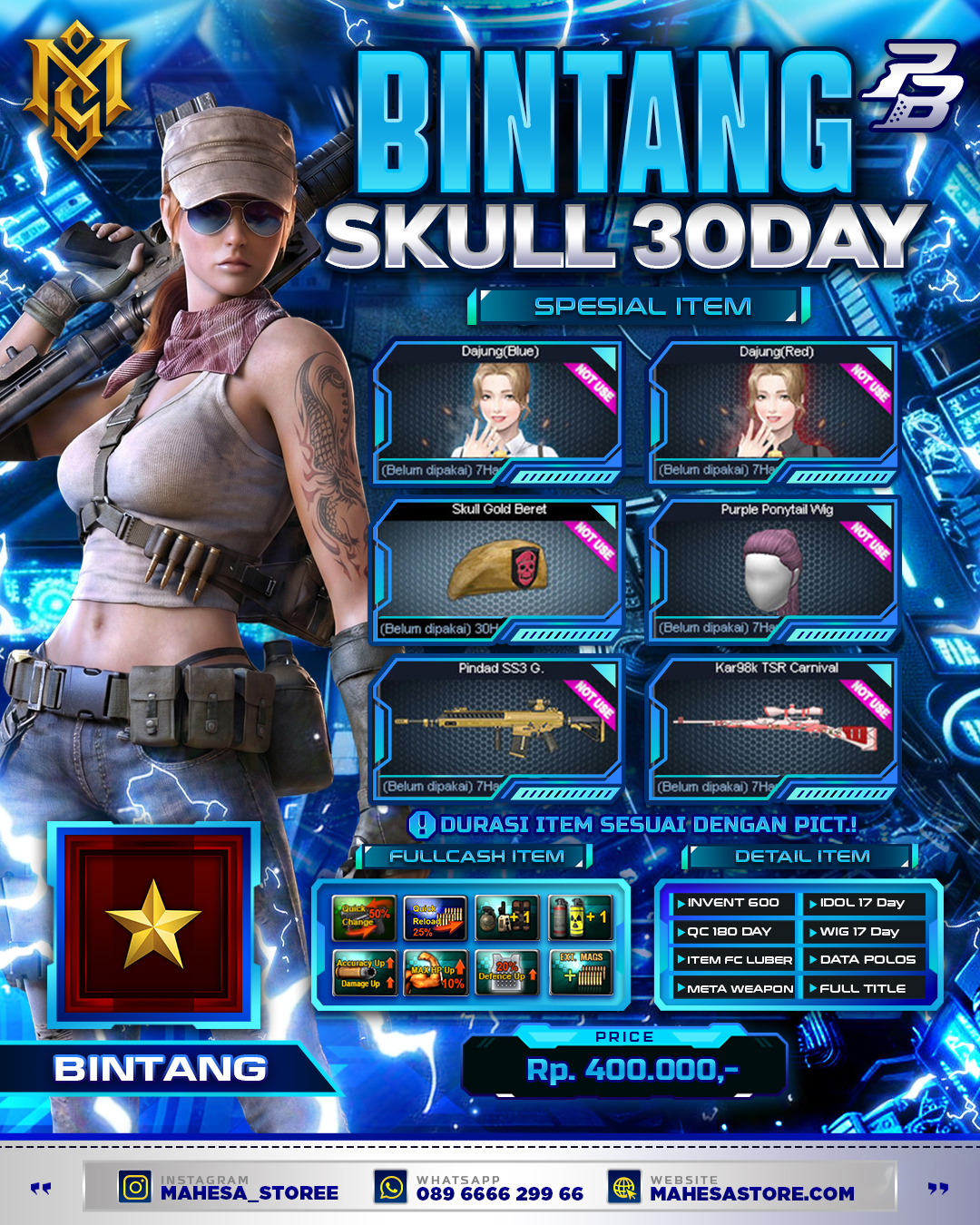 B1 SKULL GOLD BERET 30 DAY