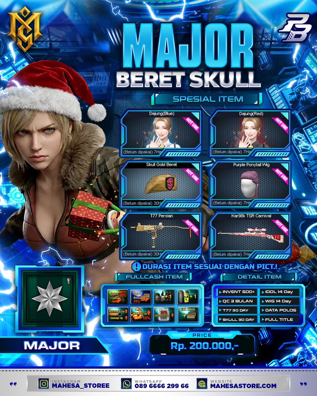 M1 SKULL GOLD BERET 30 HARI