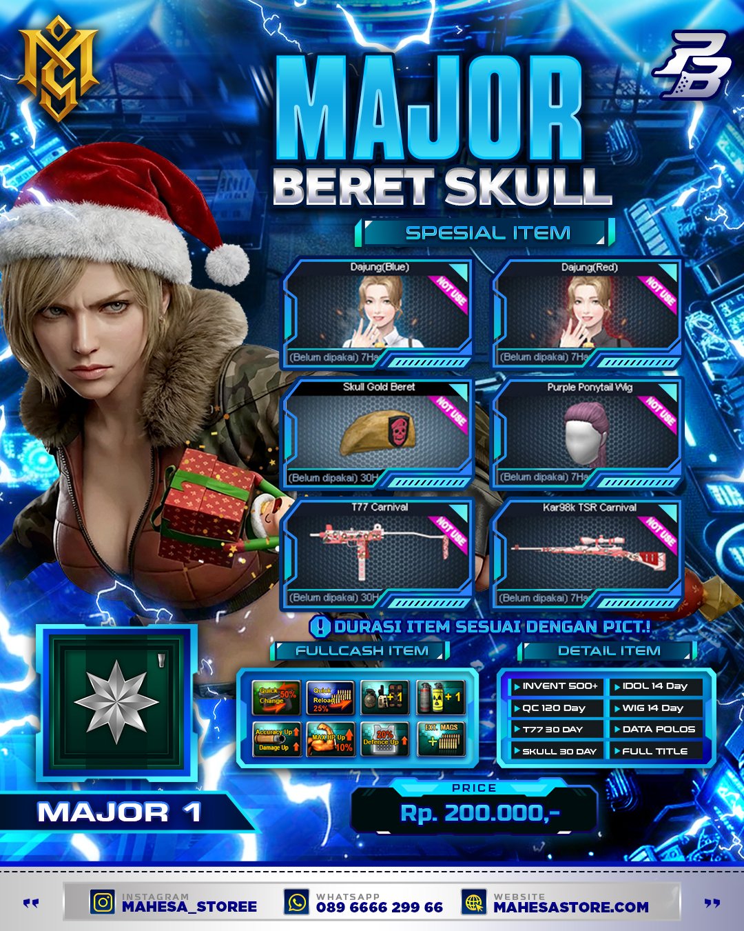 M1 SKULL GOLD BERET 30 HARI