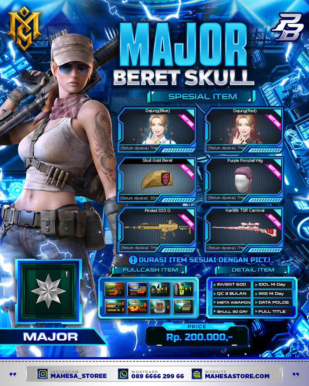 M1 SKULL GOLD BERET 30 HARI