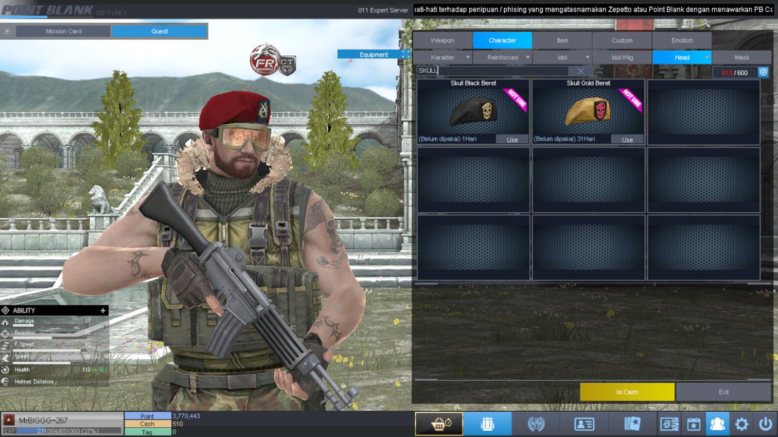 Spesifikasi B1 SKULL GOLD BERET 30 DAY