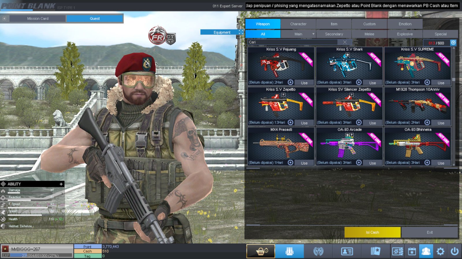 Spesifikasi B1 SKULL GOLD BERET 30 DAY