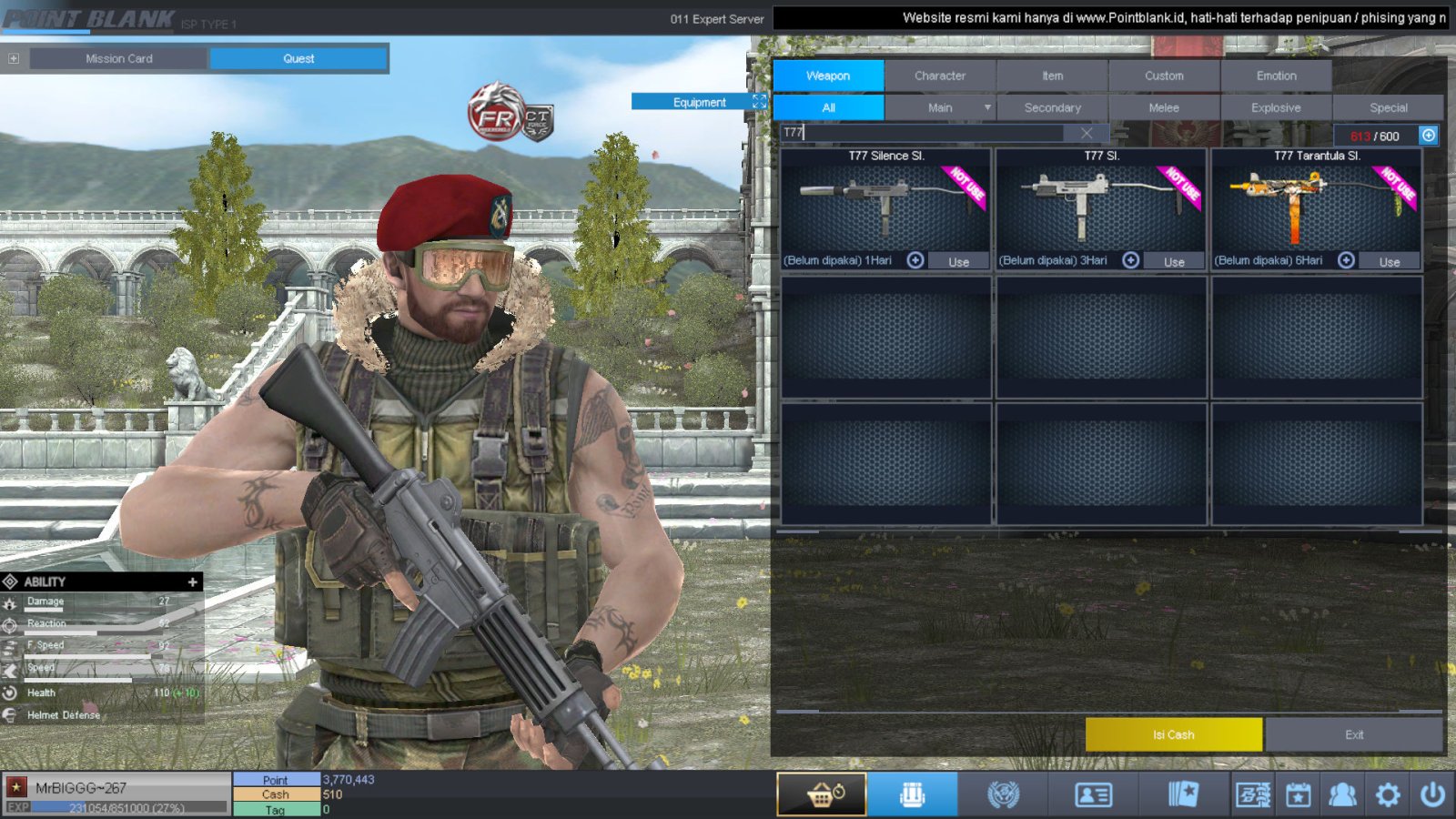 Spesifikasi B1 SKULL GOLD BERET 30 DAY