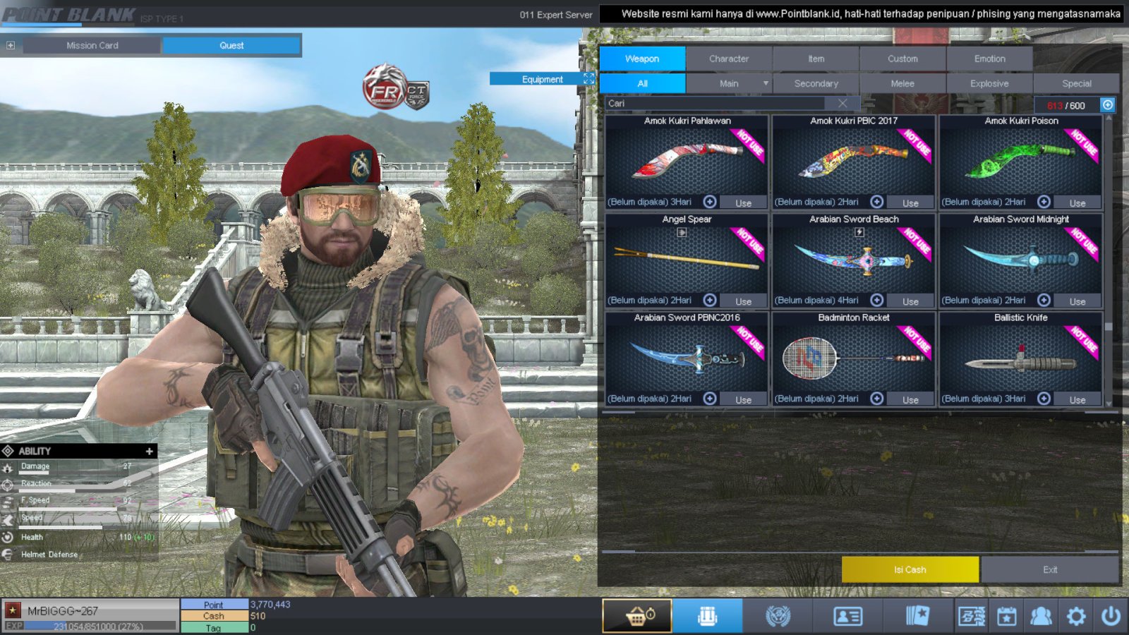 Spesifikasi B1 SKULL GOLD BERET 30 DAY
