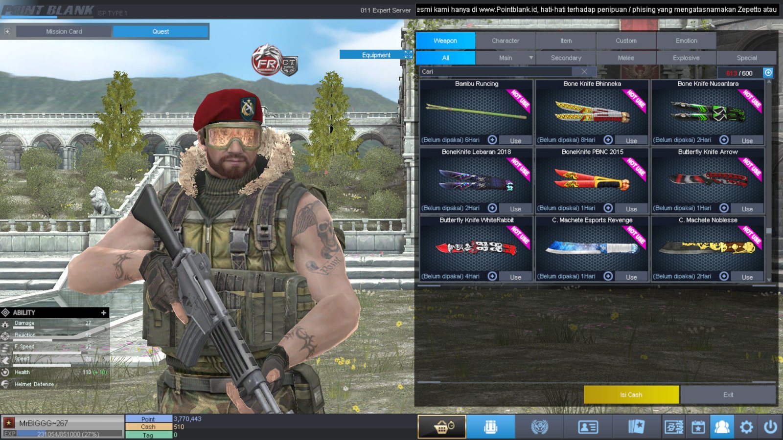Spesifikasi B1 SKULL GOLD BERET 30 DAY