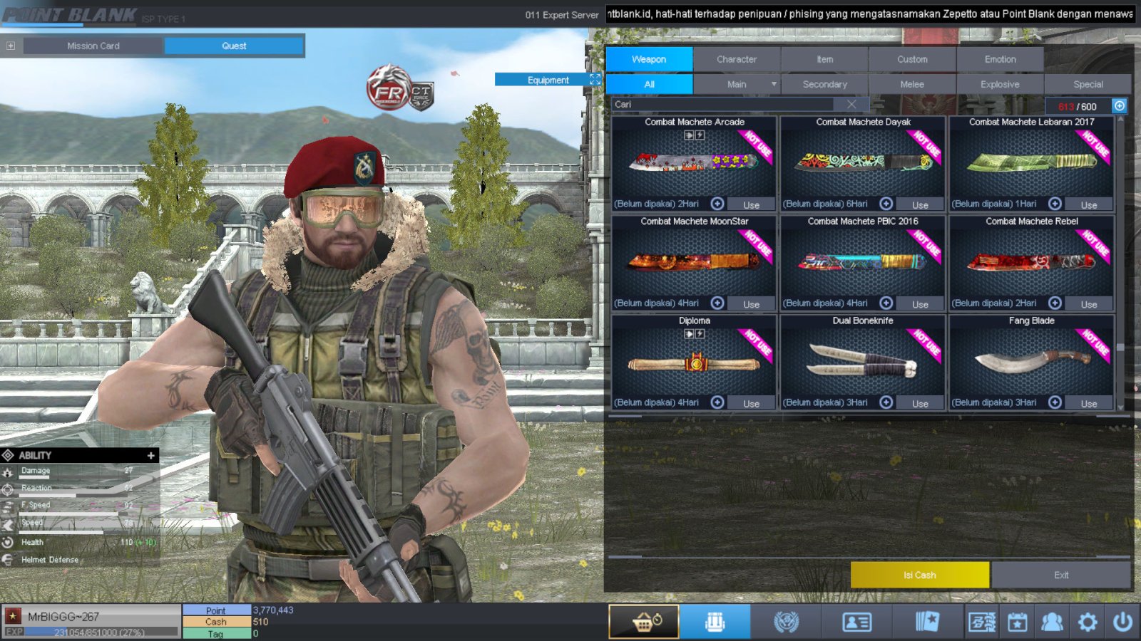 Spesifikasi B1 SKULL GOLD BERET 30 DAY
