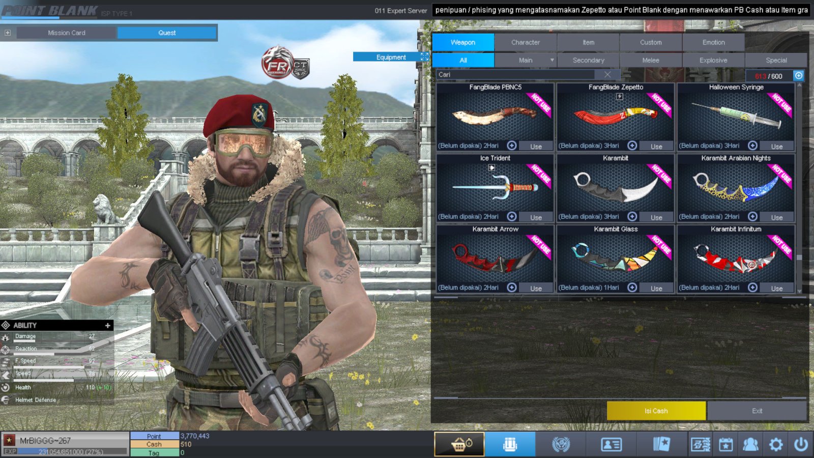 Spesifikasi B1 SKULL GOLD BERET 30 DAY