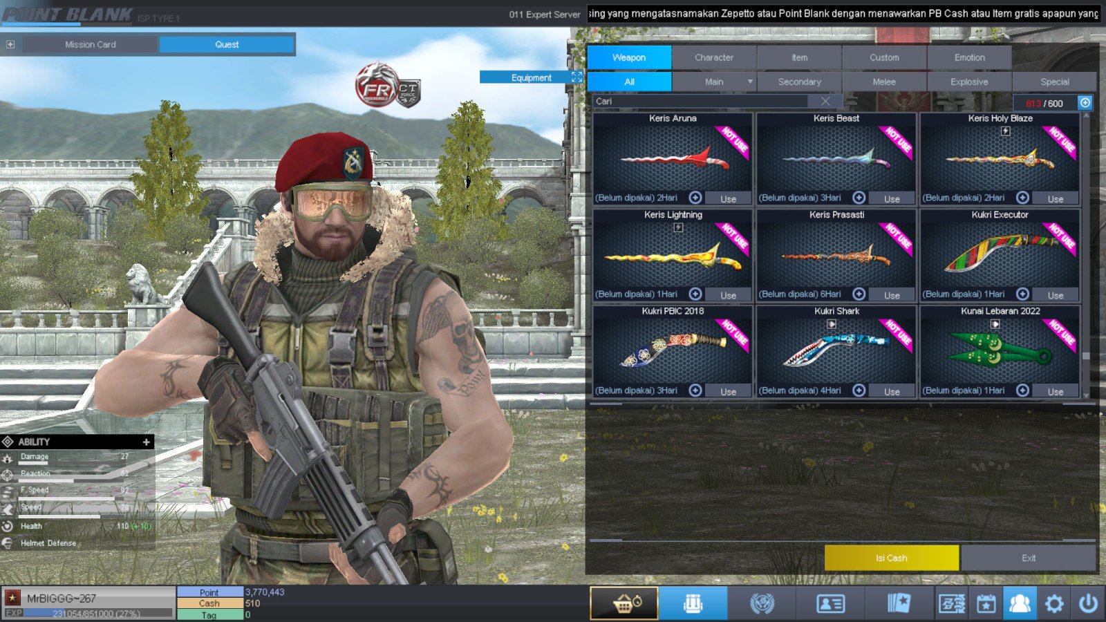 Spesifikasi B1 SKULL GOLD BERET 30 DAY