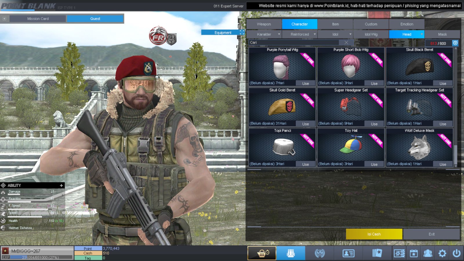 Spesifikasi B1 SKULL GOLD BERET 30 DAY