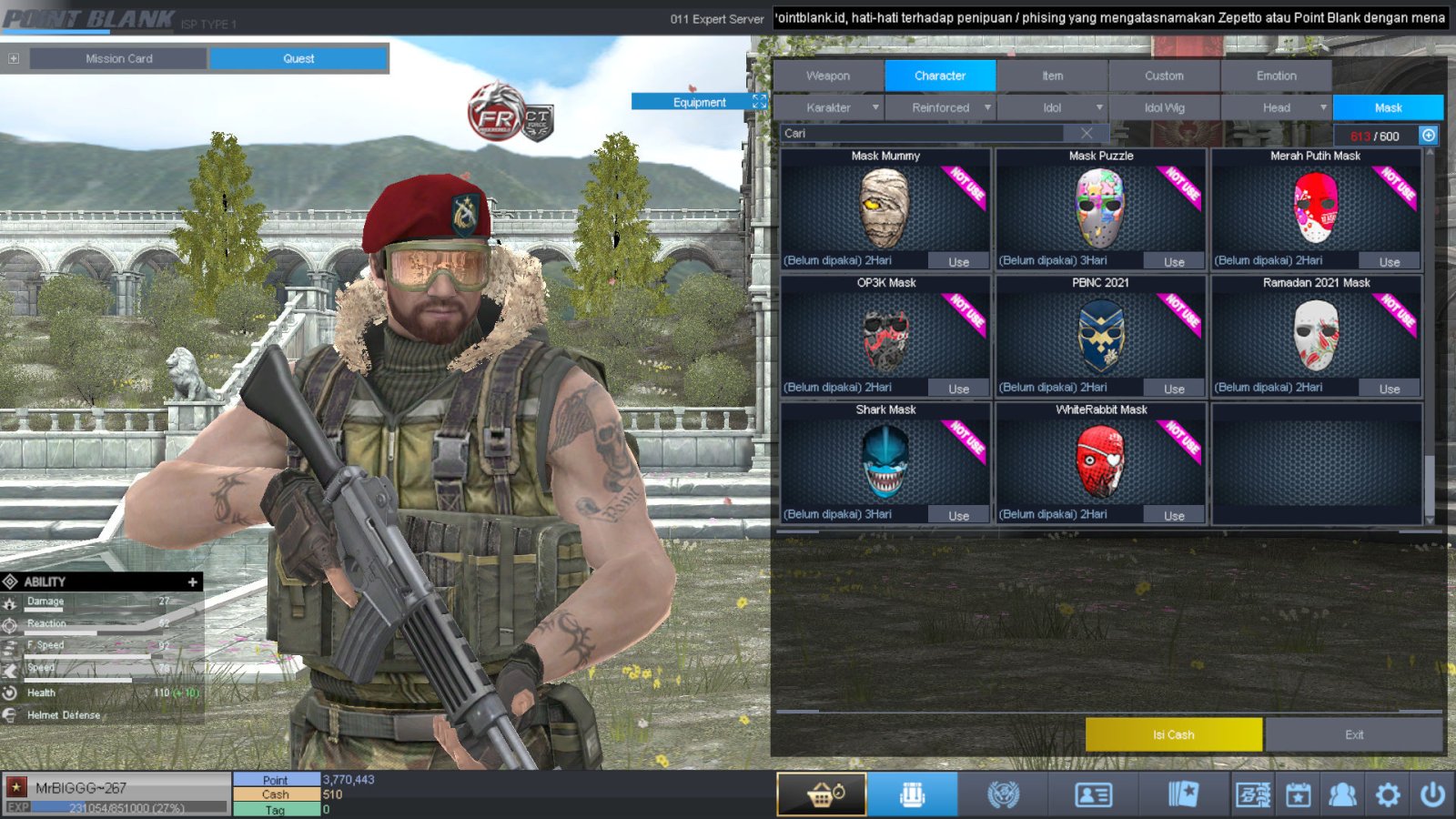 Spesifikasi B1 SKULL GOLD BERET 30 DAY